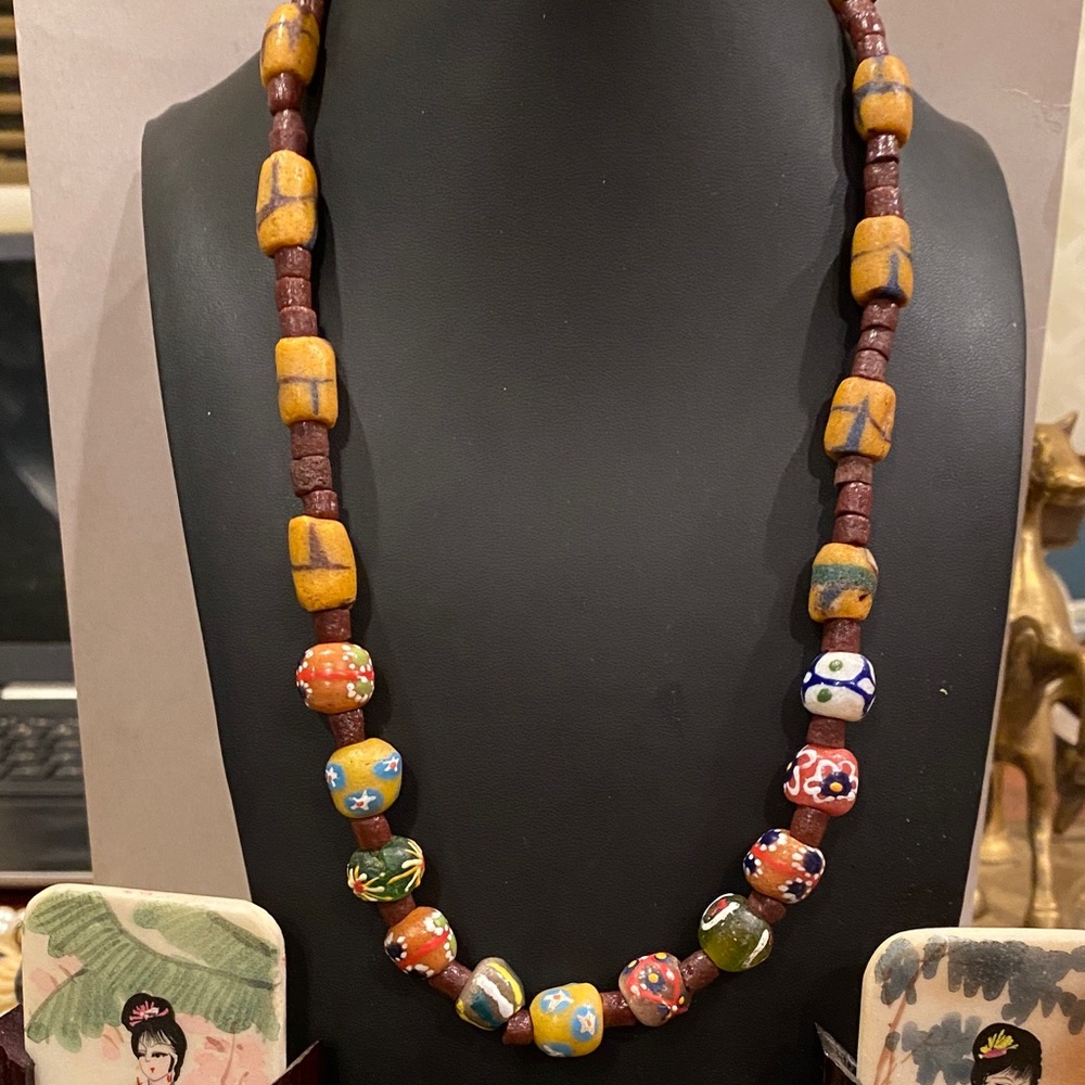 Handcrafted African Trade Bead Beaded Necklace